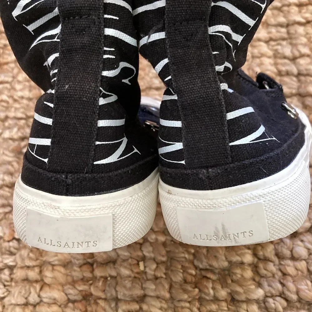 All Saints Womens Elena‎ Stamp High Top Sneaker Size 37  6.5 Black White